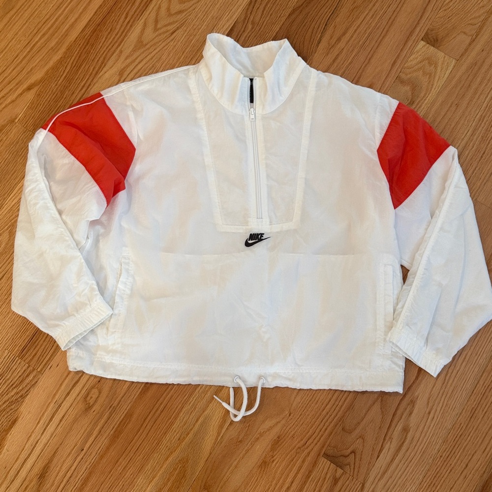 Nike White and Red Pullover Jacket